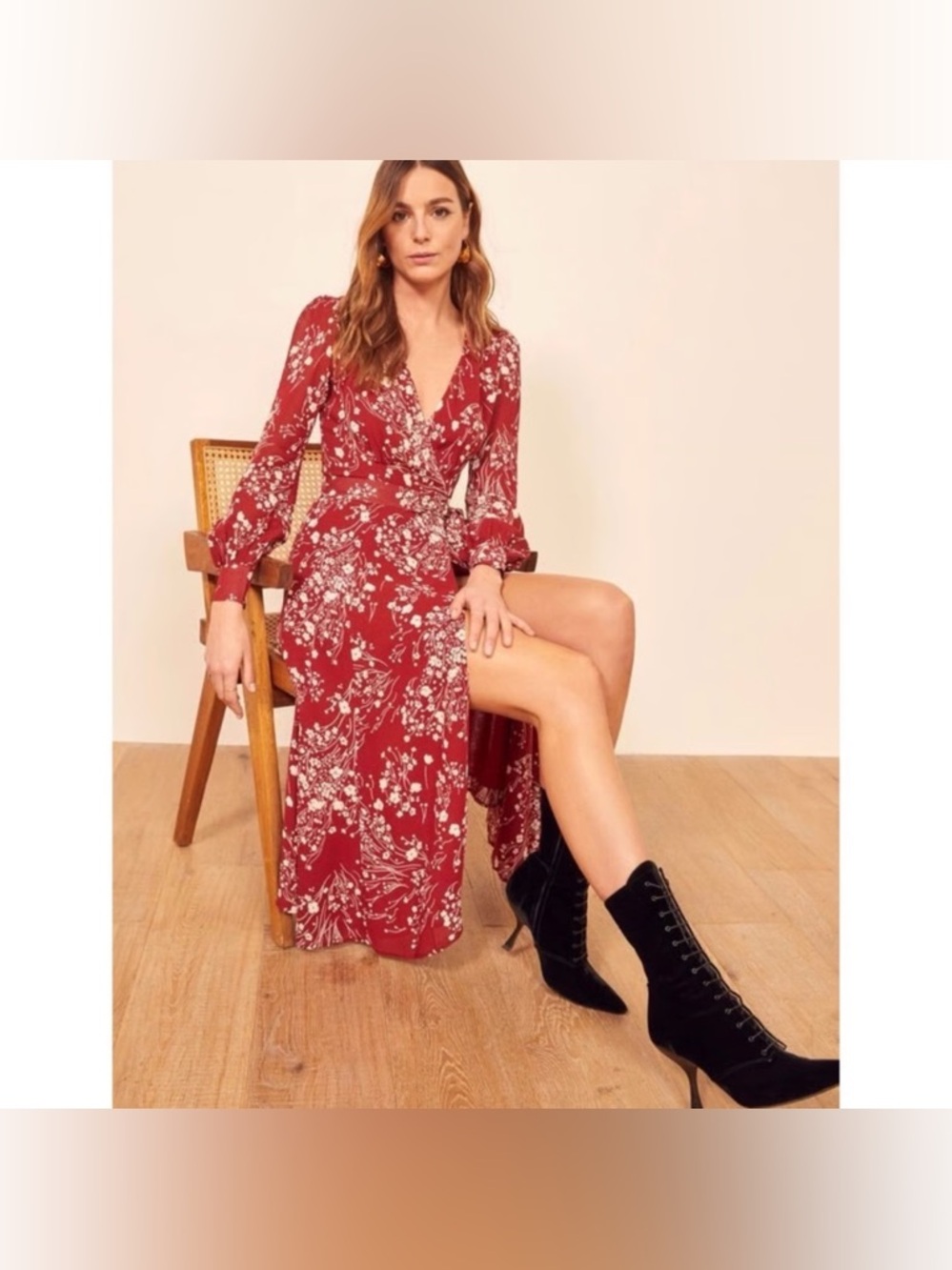 Reformation Susanna Wrap Dress in Bryce NWT size Medium floral midi dress boho